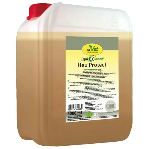EquiGreen Heu Protect 5 L - Spray für Pferdefutter - Innovatives Spray zur effektiven Behandlung von Heu. Reduziert Staubbildung und sorgt für eine einfache Anwendung. Ideal zur Unterstützung der Futterqualität und der Atemwege.