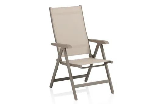 KETTLER Gartenstuhl Basic Plus Klappsessel taupe - Stuhl für den Außenbereich, ergonomisches Design für maximalen Komfort und klappbar für platzsparende Aufbewahrung – ideal für Garten und Terrasse.