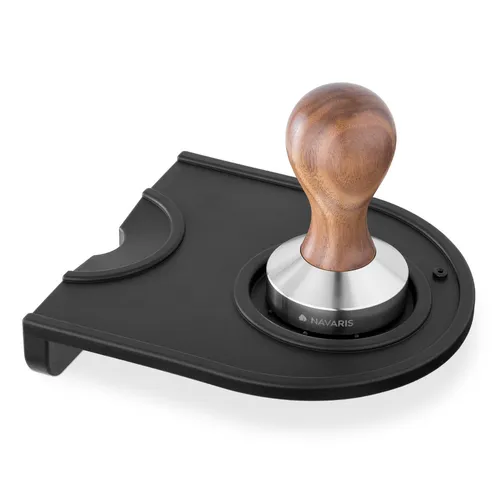 Espresso Tamper 51mm aus Edelstahl mit Holzgriff - Hochwertiger Tamper für perfekten Kaffeegenuss, inklusive Silikonmatte für sicheren Halt. Ideal für Kaffeeliebhaber und Baristas.