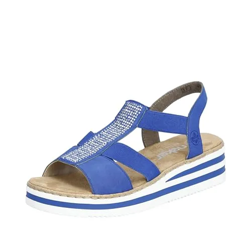 Rieker Damen Sandalen V0209 - Bequeme Flach-Sandalen für den Sommer - Wanderschuhe mit flachem Absatz und Gummizug für optimalen Tragekomfort, ideal für entspannte Spaziergänge und warme Tage.