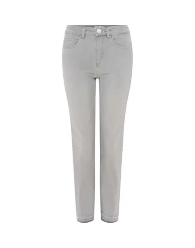 OPUS PANTS Damen Straight | Melly Sleek Straight Jeans Mid Rise mit Powerstretch Light Moon Grey, 44 L28