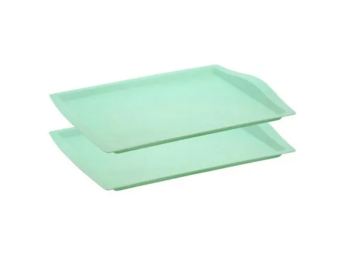 Engelland Tablett Serviertablett, Kunststoff, (Vorteils-Set, 2-tlg., L 46,5 x B 33 x H 3 cm), Moderne Verzierung, BPA-frei, rechteckig, Mehrweg, wiederverwendbar