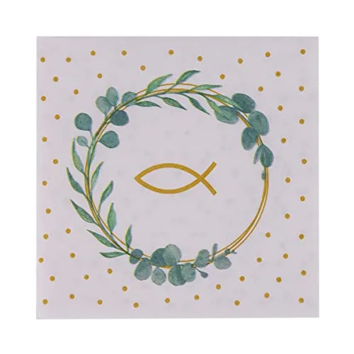 Mank Airlaid Servietten, perfekt für Gastronomie und Feiern, stoffähnlich und saugstark, 50 Stück, Eukalyptus Herz, Kelch, Fisch (40 x 40 cm Fisch)