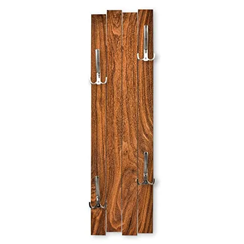 Kreative Feder Wand-Garderobe Holz Rot-Braun Shabby-Chic Vintage ca. 100x30cm mit vier Haken (Holz rot-braun)