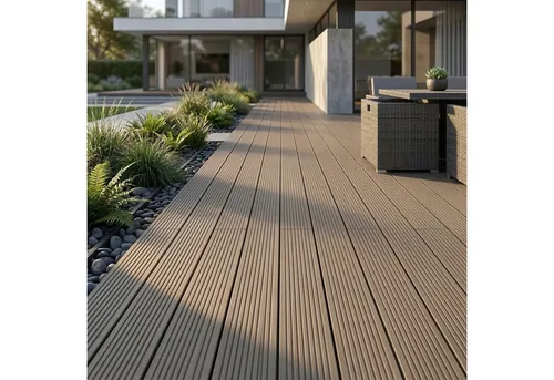 Woodobasic WPC Terrassendielen Komplettset 30 m² - Braun - Gestalten Sie Ihre Terrasse, Balkon oder Garten mit dem WPC Terrassendielen Komplettset Woodobasic. Inklusive Clip-System für einfache Verlegung. Robustes Material sorgt für Langlebigkeit und pflegeleichte Nutzung.