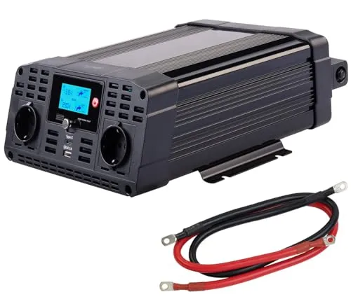 revolt Spannungswandler: 12-V-Wechselrichter auf 230 Volt, USB-A und -C, 1.500 Watt, Sinuswelle (Wechselrichter Sinus, Kfz Spannungswandler, Apple iPhone Ladekabel)