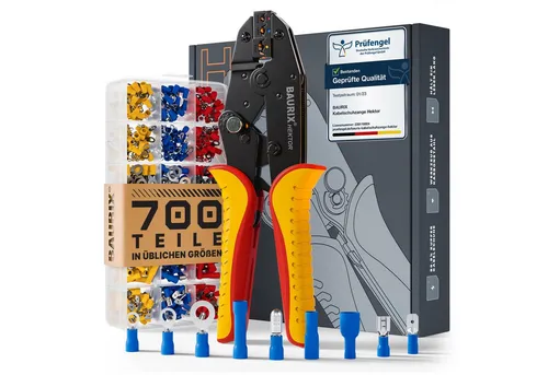 Produktbild BAURIX Crimpzange Kabelschuhe Set mit 700 Stück