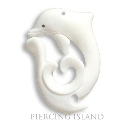 Delfin Dolphin Amulett Anhänger Horn Bone Maori Knochen Design PB110