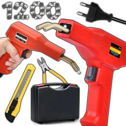 Retoo 50W Kunststoff Schweißgerät Reparaturset mit LED Licht Schweißen Maschine für Kunststoffrissen Auto Stoßstangen Autoteile Kajak Kunststoffteilen 1200 Heißhefter Maximaltemperatur 750°C