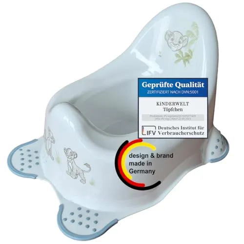 KiNDERWELT Premium Töpfchen für Kinder und Babys, Löwe Design in weiß, Töpfchen für Kleinkinder ab 18 Monaten, hohe Rückenlehne, rutschfest und BPA-frei