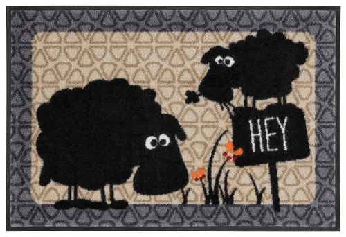 wash+dry Fußmatte Gertrud & Elsbeth 50x75 cm - Waschbar und Rutschfest - Fußmatte für innen und außen, aus robustem Nylonflor, bis 60 Grad waschbar, ideal für Allergiker und Tierbesitzer, made in Europe