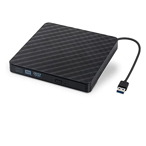 DVD Brenner Extern,AUELEK Externes CD/DVD-Laufwerk USB 3.0 Optisches Laufwerk Brenner Slim CD/DVD ROM Rewriter Writer Reader Portable für PC Laptop Desktop MacBook Mac Windows 7/8.1/10 Linux OS