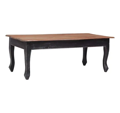 furnicato Couchtisch Massivholz 120x60x45 cm Schwarz und Braun (1-St), Wohnzimmertisch im Retro-Stil mit Lack auf Wasserbasis für Wohnraum