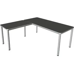 Kerkmann Schreibtisch Prime, anthrazit/silber, L-Form 180x75 cm - Kinderschreibtisch in L-Form mit stabiler Bauweise, abgerundeten Tischplattenecken und hochwertiger melaminharzbeschichteter Spanplatte. Ideal für kreative Arbeitsplätze.