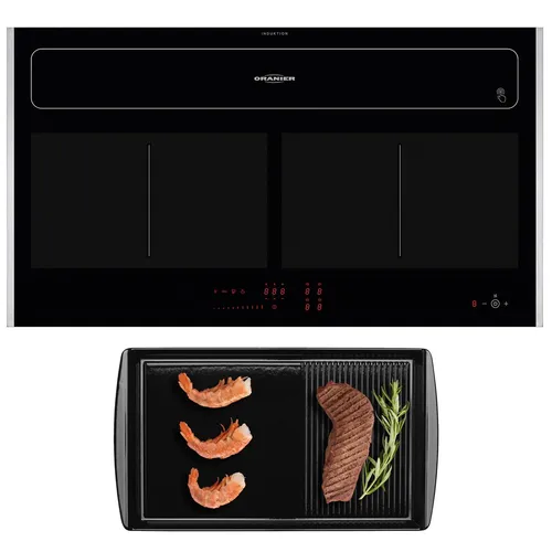 Oranier Induktionskochfeld 90 cm Dunstabzug Umluft Grillplatte Leisten Edelstahl