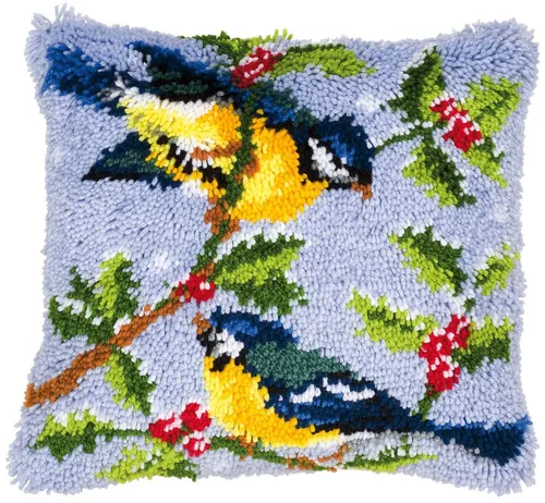 VERVACO Knüpfkissen Set Vögel auf Zweig – Kreatives DIY für Anfänger - Vollständiges Knüpfset mit allem, was Sie brauchen. Einfache Anleitung und hochwertige Materialien ermöglichen kreatives Basteln und individuelle Dekoration. Ideal für entspannende DIY-Projekte!