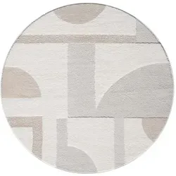 carpet city Kurzflor-Teppich Lounge, Creme, Rund 120x120 cm in weiß von Carpet City