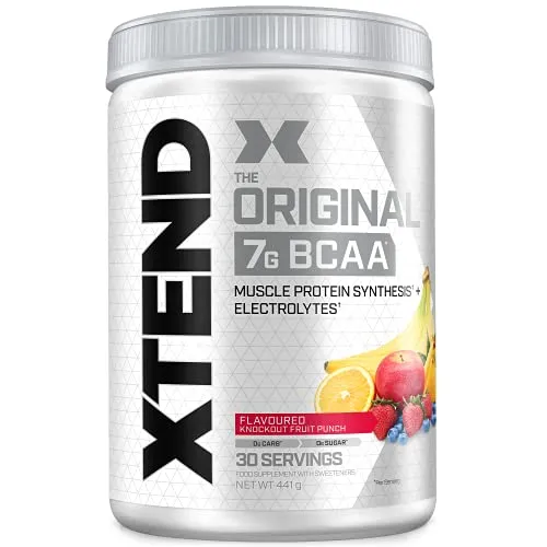 XTEND The Original BCAAs – 441 g Fruit Punch - Nahrungsergänzungsmittel mit 7 g BCAAs im optimalen Verhältnis 2:1:1, zuckerfrei und kohlenhydratfrei. Unterstützt Muskelwachstum, schnellere Erholung und Hydration während des Trainings.