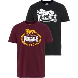 Lonsdale Herren T-Shirt Doppelpack ECCLAW Black/Oxblood XL - T-Shirts für Herren im praktischen Doppelpack, aus 100% Baumwolle, mit regulärer Passform und stylischem Rundhalsausschnitt.