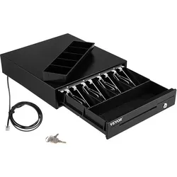 VEVOR Kassenschublade 13 Zoll - Vielseitige Geldkassette - Geldkassette für kleine Unternehmen mit 4 Geldscheinfächern und 5 Münzfächern. Hohe Kompatibilität mit Bondruckern und 3 praktische Öffnungsmöglichkeiten für eine sichere und effiziente Nutzung.