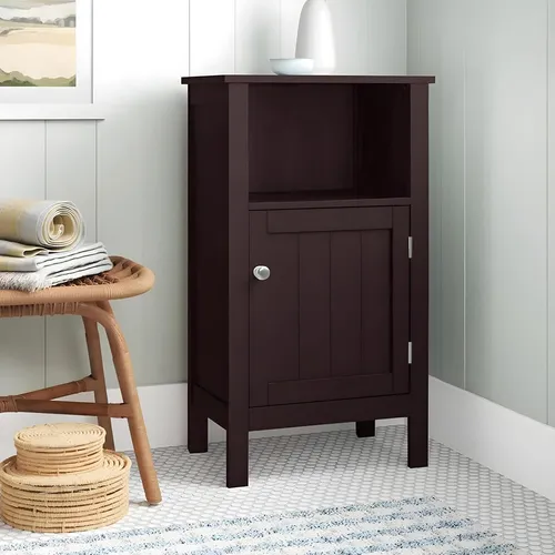 Lina® Badezimmerschrank im modernen Design, aus MDF, mit 3 Fächer Eine Klappe, Mehrzweckschrank - Braun