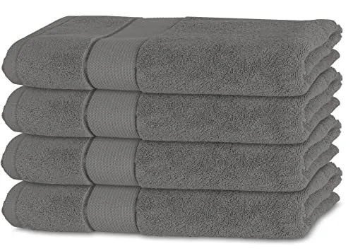 BANANALU 4er Set Handtücher 100% Baumwolle 50x100 Qualität 450g/m2, Dunkel Grau, Mockingbird 18-4015