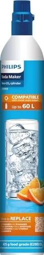Philips ADD913/10 Sprudelwasserbereiter CO2-Zylinder aus Edelstahl - Wassersprudler-Zubehör mit 425 g CO2-Kapazität. Erzeugt bis zu 60 Liter sprudelndes Wasser und reduziert Plastikmüll durch den Ersatz von 120 Einwegflaschen.