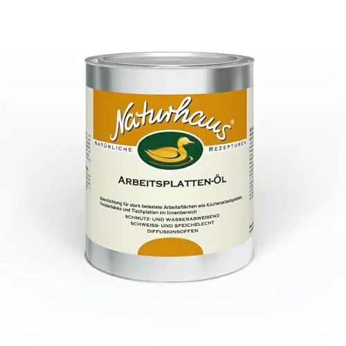 Naturhaus Bodenpflegemittel - Holzöl für Innenbereich, bietet robusten, wasser- und schmutzabweisenden Schutz für Arbeitsplatten und Möbel mit seidenmattem Glanz und Diffusionsoffenheit.