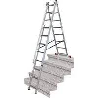 KRAUSE Vielzweckleiter CORDA 3x8 Sprossen – 450 cm - Leiter aus Aluminium, ideal für vielseitige Einsätze mit einer maximalen Belastbarkeit von 150 kg und einer Arbeitshöhe von 540 cm.