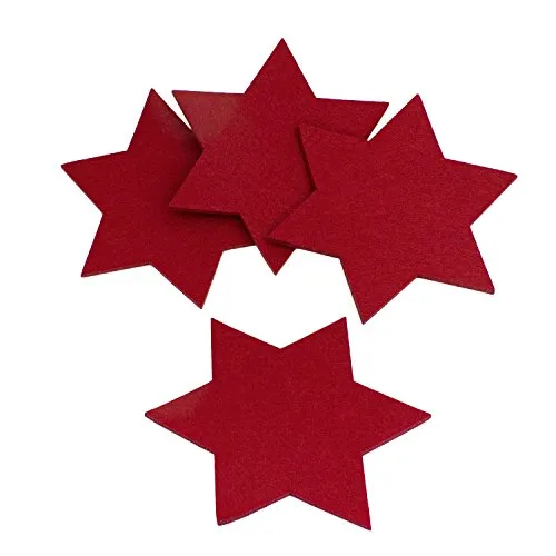 Oblique-Unique® Filzuntersetzer Sterne 4er Pack Glasuntersetzer Weinrot Ø 20cm für Tisch und Deko - Weihnachten