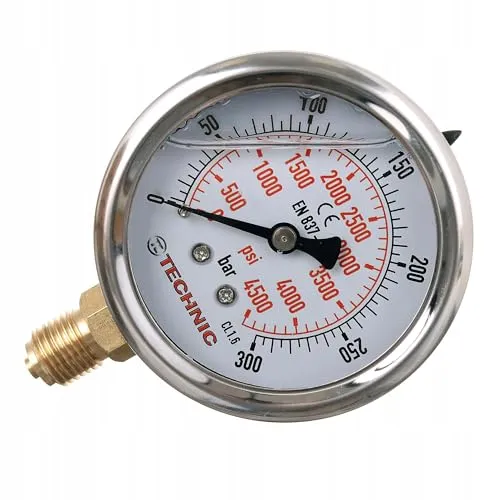 Manometer Glyzerin Gefüllt 63mm 0-300 Bar Anschluß Unten Hydraulik Glycerin