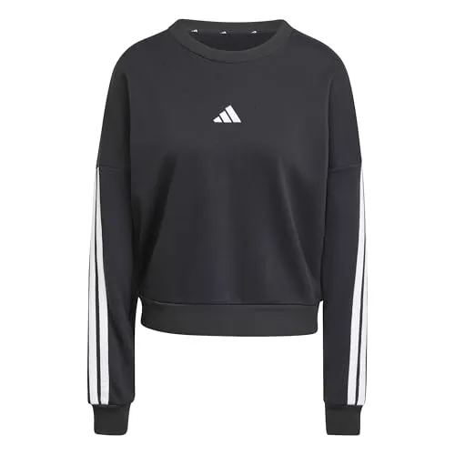 adidas Damen Essentials 3-Stripes Fleece Sweatshirt - Bequem und nachhaltig - Sweatshirt aus 55% Baumwolle und 36% recyceltem Polyester, mit weicher Innenseite und einem lässigen Schnitt. Ideal für gemütliche Tage und umweltbewusste Fashion!