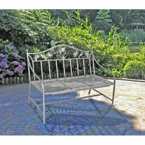 Gartenbank TALIN Metallbank - Elegante Silberne Parkbank für den Außenbereich - Bänke aus robustem Metall mit Rückenlehne, ideal für entspannte Stunden im Garten oder auf der Terrasse.