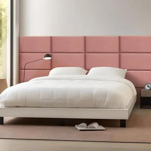 [neu.haus] Wandkissen Carpino 3er Set 60 x 30 cm Wandpolster Samt Rosa Wandpaneele gepolstert Kopfteil für Bett Polsterpaneel zum Kleben