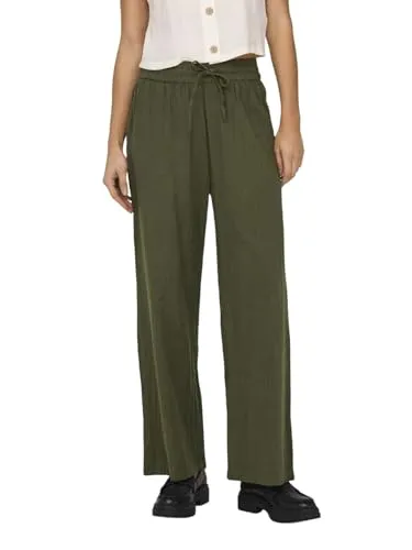 Onltizana Cotton Loose Pants WVN - Damen-Hosen aus reiner Baumwolle mit elastischem Bündchen und Kordelzugverschluss für hohen Tragekomfort im Regular Fit.