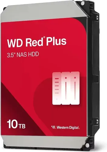 WD Red Plus 10 TB - Hochleistungs-Festplatte - Festplatte für NAS-Systeme mit 10 TB, ideal für Datenintensive Anwendungen und 24/7-Betrieb, 7200 rpm für schnelle Datenzugriffe.