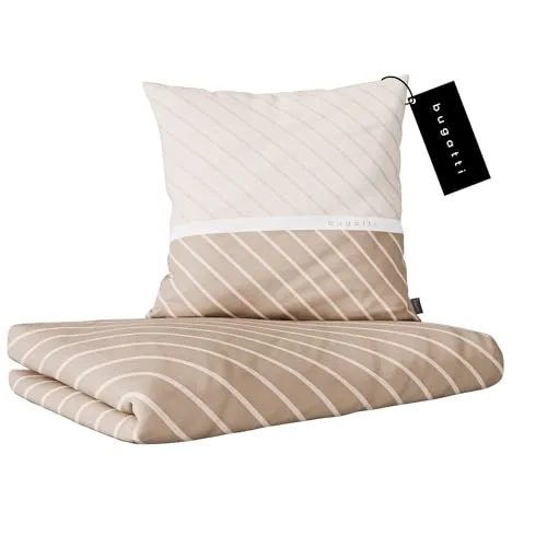 bugatti Bettwäsche 140 x 200 cm - Weich & anschmiegsam - Bettwäsche-Set aus 100% Baumwolle in österreichischer Größe, mit praktischem Reißverschluss und maschinenwaschbar. Ideal für ganzjähriges Wohlfühlen.