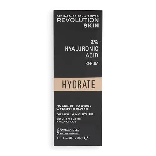 Revolution Skincare London Hyaluronsäure-Serum, polstert, macht die Haut weich und hydratisiert, 2% Lösung, leichtes Gesichtsserum, parfümfrei, 30 ml