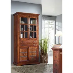 Massivmoebel24 Standvitrine OXFORD - Akazie 95x50x195 cm - Standvitrine in eleganter nougat lackierter Akazie, ideal zur stilvollen Präsentation Ihrer Lieblingsstücke.
