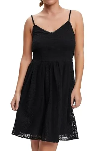 Vero Moda HONEY Tailliertes Minikleid in Black, Größe S - Freizeitkleid für Damen, elegantes Design mit V-Ausschnitt und verstellbaren Spaghettiträgern für individuellen Komfort, ideal für warme Tage.