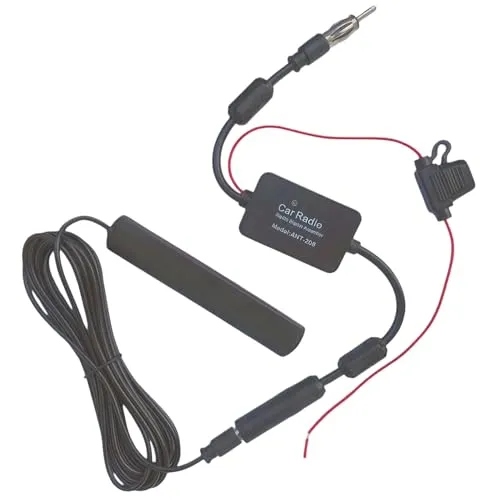 AURUM Antenne Auto FM/AM Autoantenne mit Antennenverstärker, Antenne Autoradio für Fahrzeug, LKW, SUV, Stereo Media Head Unit Empfänger, 12V Netzteil, DIN Stecker