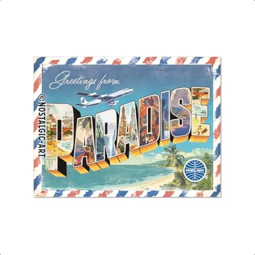 Nostalgic-Art Retro Kühlschrank-Magnet, 6 x 8 cm, Pan Am – Paradise – Geschenk-Idee für Reiselustige, Original Lizenzprodukt (OLP), aus Metall, Vintage Design