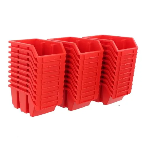 botle 30x Sortierbox Lagerbox Stapelbox Werkstatt-Stapelkiste Sichtlagerkaste Box Rot 11,5x8,5x6 cm Sortierkaste Kunststoffbox Garage Wergzeugbox von Schrauben und Nägeln