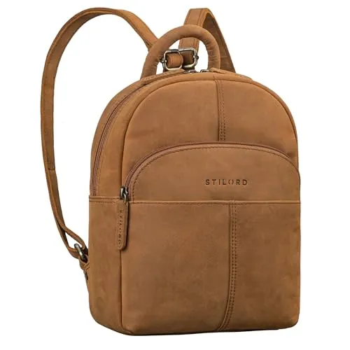 STILORD 'Elva' Kleiner Rucksack aus Echtleder für Damen - Stilvoller Daypack in Dunkelbraun - Eleganter Mini-Rucksack aus hochwertigem Echtleder für Damen, ideal für den Alltag. Mit atmungsaktivem Rücken und cleveren Fächern für eine sichere Aufbewahrung Ihrer Wertsachen.