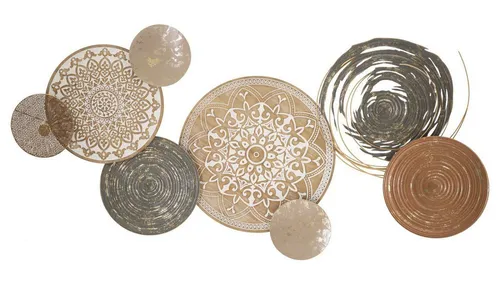 XXXL Wanddeko in Grau, Gold und Kupfer - Sonstige Wanddekoration, beeindruckende XXL-Größe von 167.60x80.6x8.9 cm, aus hochwertigem Metall und Holzwerkstoff für stilvolle Akzente in jedem Raum.