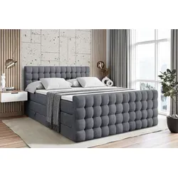 ALTDECOR Boxspringbett VIONE Z KING 140x200 cm - Dunkelgrau Samt - Boxspringbett mit 2 Bettkästen für optimalen Stauraum, inklusive 2 Matratzen (H3 & H4) für individuellen Schlafkomfort und abnehmbaren, waschbaren Bezug.