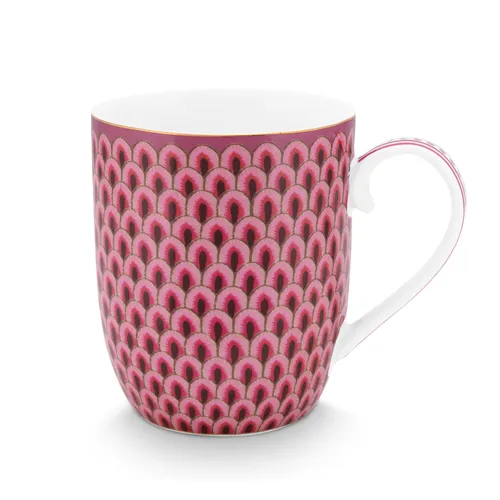 Pip Studio Porzellan Flower Festival Porzellan Tasse Dunkelrosa 145 ml