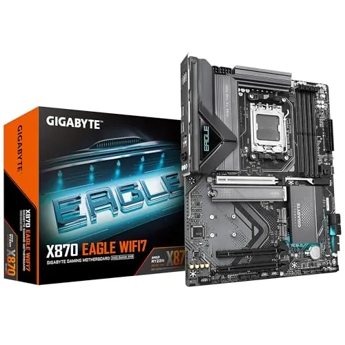 Gigabyte X870 EAGLE WIFI7 - Hochleistungs-Motherboard - Mainboard ATX mit Socket AM5 und AMD X870 Chipsatz, ausgestattet mit Wi-Fi 7, 2.5 Gigabit LAN und vielseitigen USB-Anschlüssen für maximale Konnektivität.