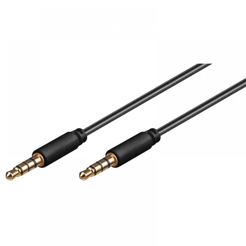 Slim 3,5mm Klinkenkabel 4 polig schwarz - Länge: 1,00 m