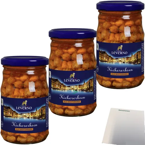 Leverno Kichererbsen alla Mediterranea 3er Pack 3x295g Glas usy Block